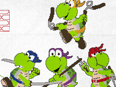 TMKT (WiP) art design illustration koopa troopa mario mutant ninjas pixel teenage turtle