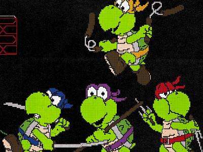TMKT Dark art design illustration koopa troopa mario mutant ninjas pixel teenage turtle
