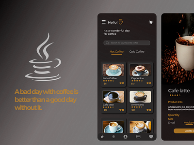 Coffee app appdesign application branding coffee design figma graphic design illustration logo mobile typography ui uiux userexperience userinterface ux vector