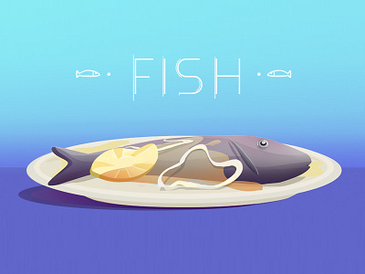 fish art artsy artwork caharacter dinner fish food illustration lemonade stillframe table vector