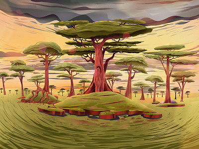 treebig art artsy artwork dinner illustration stillframe stone tree