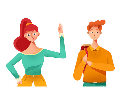 guys artwork boy character character concept concept digitalcharacter girl guys hipster illustration orange redhair vector