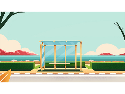 dont artsy bus bus stop cloud stillframe tree vector