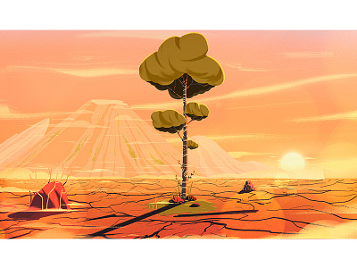 tree art artsy characterdesign conceptart drought dry illustraion illustration orange stillframe tree treehouse vector