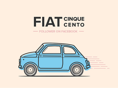 Fiat 500 Follower car color design facebook flat follower graphic illustration illustrator italy minimal minimalism