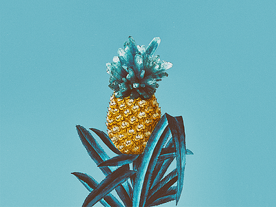PINEAPPLE #1 ananas art blue collage color composition fruit illustration illustrator minimal
