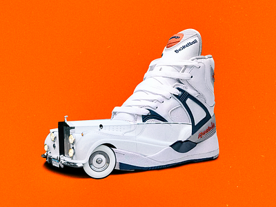 REEBOK PUMP (ROLLS-ROYCE MIX) art car collage design illustration italy minimal orange reebok rollsroyce shoes sneakers