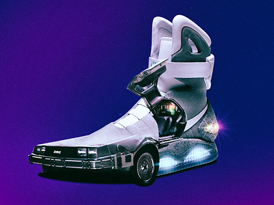 NIKE MAG (DELOREAN MIX) art blue car collage composition design film future illustration italy minimal movie nike shoes sneakerhead sneakers space