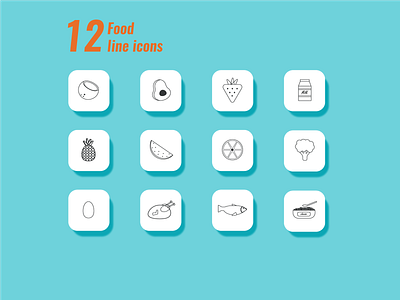 twelve food line icons
