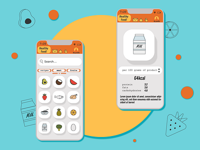 Healthy food app app design food food icons froots graphic design health illustration logo ui
