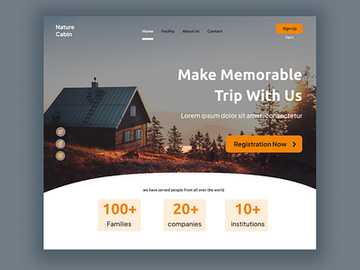 Landing page for cabin branding cabin design figma house retail landing page ui vacation