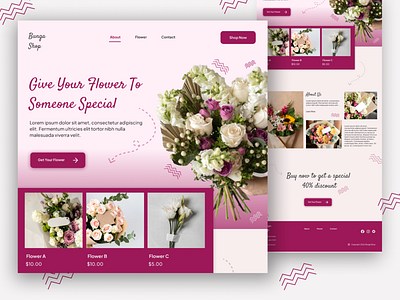 landing page flower shop branding design e commerce figma flower shop landing page ui