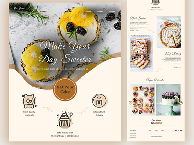 Landing page for a cake shop branding cake cake shop design e commerce figma landing page pastel ui uiux web