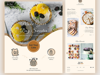 Landing page for a cake shop