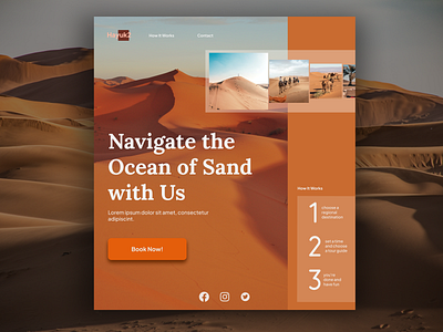 Dune simple landing page agent branding desert design dune figma landing page travel ui wisata
