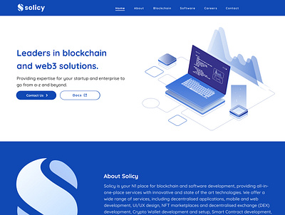Solicy Home Page 3d animation blockchain branding design development graphic design landingpage logo motion graphics nft software typography ui ux web web3 webdesign website