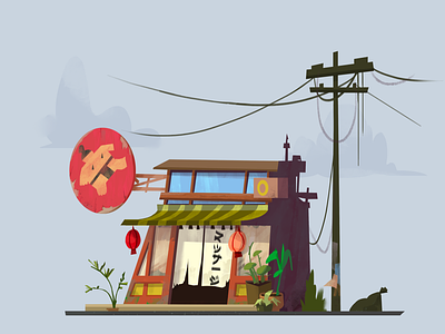 Sumo’s corner 2d animation cartoon cg conceptart house illustration japan photoshop