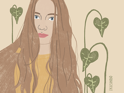 Portrait art girl green illustration illustrator plant plants portrait