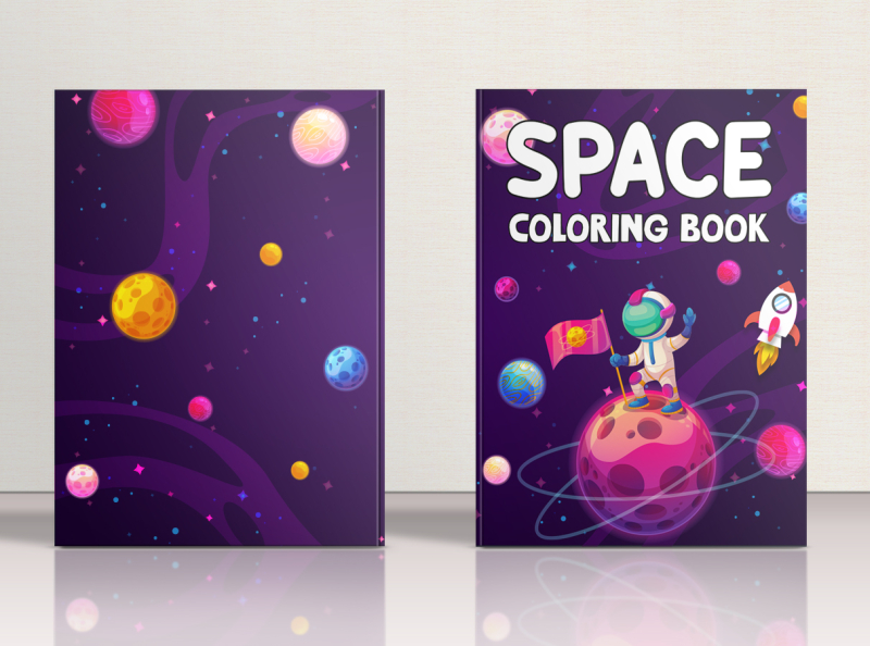 Space Coloring Book Cover Design activitybook amazon amazon kdp amazon kdp book design book cover coloring book design graphic design illustration illustrator kdp kids kindle photoshop publishing space