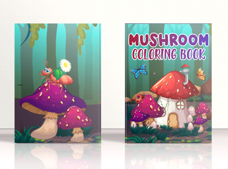 Mushroom Coloring Book for KDP activitybook amazon kdp amazon kdp book design book cover book cover design book interior coloring book design graphic design illustration kdp kdp book cover kdp coloring book kdp interior kdp interior design kindle mushroom self publishing