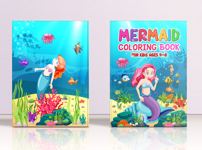 Mermaid Coloring Book with Cover - KDP Graphic by Nisad Design House ·  Creative Fabrica