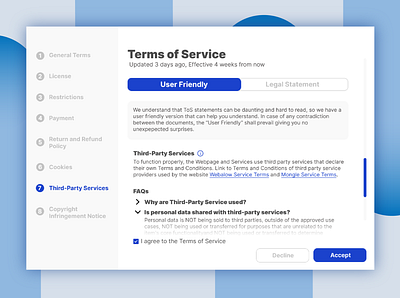 Terms of Service Page UX/UI Design terms of service ui ux