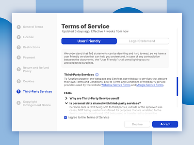 Terms of Service Page UX/UI Design