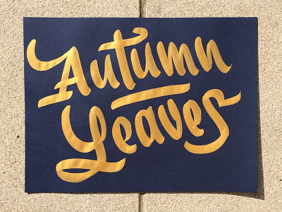 Autumn Leaves brush lettering autumn brush gold leaves lettering practice
