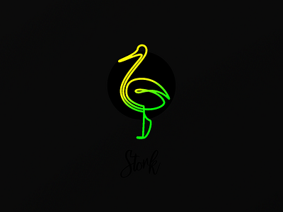 Stork bird icon logo one line