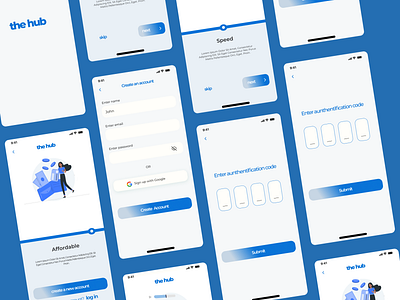 The Hub - onboarding screens app ui ux