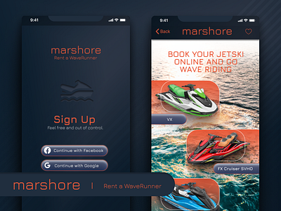 marshore - Rent a WaveRunner app branding design graphic design illustration logo typography ui ux vector