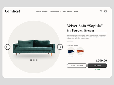 Comfiest - Furniture Website business design furniture product ui website