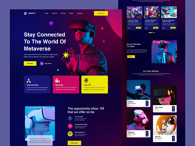 Metaverse - Virtual Reality World Landing Page artificial intelligence augmented reality dark mode game home page landing page metaverse nft technology ui design uiux userin ux design virtual reality virtual world vr webdesign