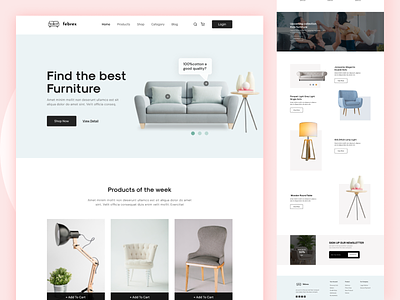 E-Commerce Furniture Landing Page chair commerce funiture lamp shopping simple sofa ui ux
