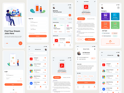 Job Finder App finder geometric ios app ios app design job job finder job listing minimal mobile mobile app modern onboarding ui product screen uidesign ux uxdesign working