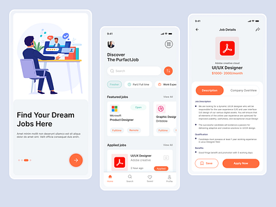 Job Finder App finder job finder job listing minimalist mobile app product ui ui design uxdesign