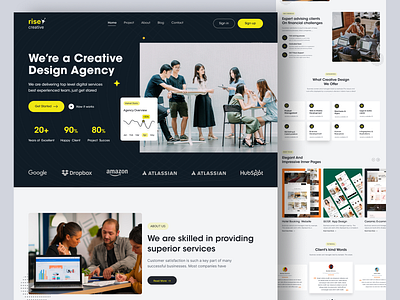 Rise creative- Design Agency Landing page agency agency website company creative creative agency home page portfolio studio ui ux web web design website website design