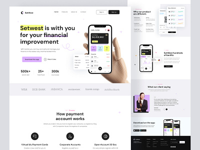 Finance Landing Page bank account banking website business card debit features finance finance website financial financial website fintech invest mobile bank money payment transfer ui web design