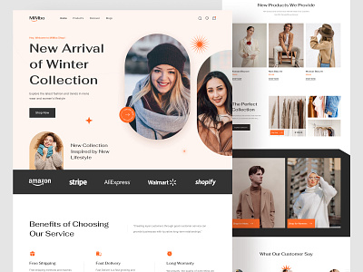 MIMbo-Winter Fashion Landing Page apparel clear clothes clothing clothing brand clothing company ecommerce fashion landing page modern outfits streetwear style ui ux wear website winter fashion woman