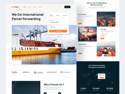 Shipito - Logistics Company Landing Page cargo clean company corporate delivery expedition landing page logistic ship shipment shipping transporation truck ui design website