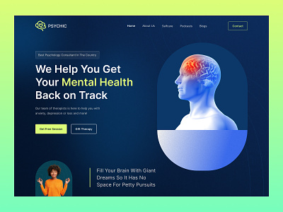 Mental Health Web Header art emotion health app meditation mental minimalist design online doctor psychology website therapist therapy ui design web design website design website ui design