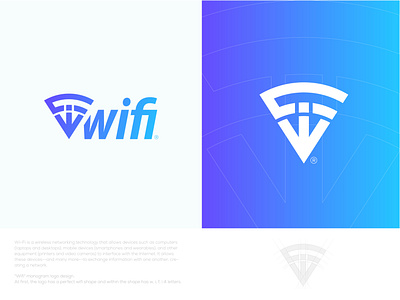 wifi monogram modern logo design branding gradient initial logo letter logo logo modern monogram logo technology wifi wifi icon