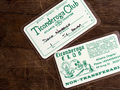 Ticonderoga Club Member Cards atlanta branding branding design creative agency goodtype identity identity design illustration restaraunt restaurant branding type
