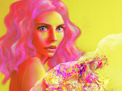 Devotion alien design digital flowers hair illustration model photoshop portrait procreate