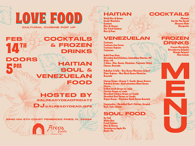 Love Food 5x7 Flyer/Menu cavecreative drinks event floral flyer flyer design food layout menu mikemerrilldesign tropical type typography