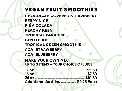 Oakes Farms Smoothie Bar Sign / Menu cute design food fruit graphic graphic design grocery layout menu menu design mikemerrilldesign sign smoothie store type typography vegetables veggies