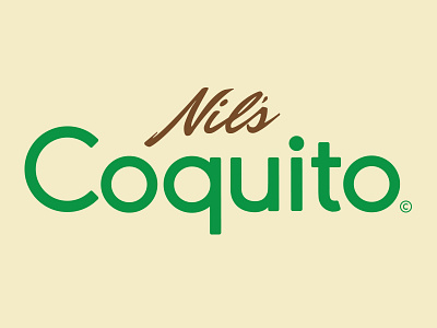 Nil's Coquito Logo branding coco coconut coquito cream logo mikemerrilldesign sans serif script tropical type typography