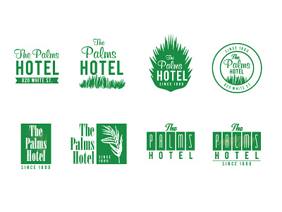 The Palms Logo Options 1color branding floral hotel key west logo mikemerrilldesign palms retro sans script serif