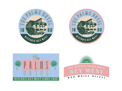 The Palms Logo Options | Batch 2 badge branding cmyk floral florida hotel key west logo mikemerrilldesign palms retro tropical