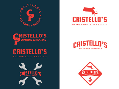 Cristello's Plumbing Logo Options 1color boston branding lettering logo logos ma massachusetts mikemerrilldesign plumber plumbing typography